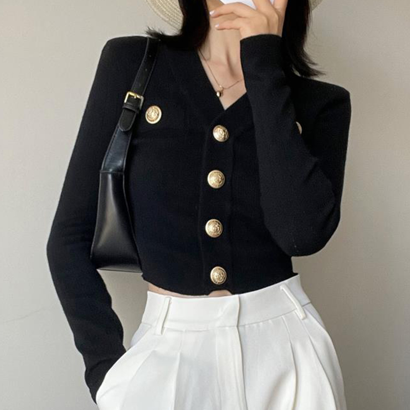 Gold Button Front Knit Cardiga - Women'S Fashion From The 90S review and price