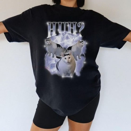 Huh Cat Chonky Ben Meme 90s T- - Women'S Fashion From The 90S review and price